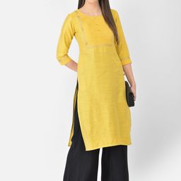 Span Women Yellow Embroidered Thread Work Kurta-image-81