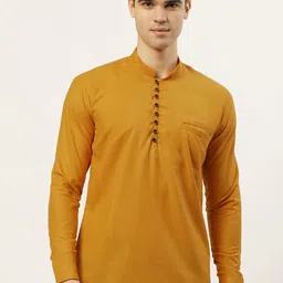 Jompers Men Mustard Yellow Pure Cotton Kurta-picture-56