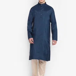 DEVOILER Men Blue Kurta-image-34