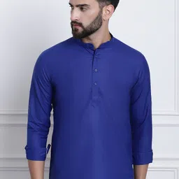 SOJANYA Mandarin Collar Cotton Silk Regular Short Kurta-image-29