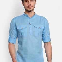 Vida Loca Band Collar Pure Cotton Kurta-image-94