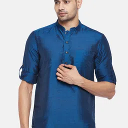 indus route by Pantaloons Men Blue Thread Work Kurta-image-94