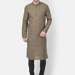 TABARD Men Brown Geometric Straight Kurta-picture-23
