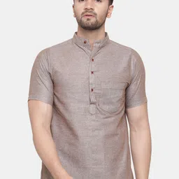 Sayesha Men Brown Solid Cotton Short Kurta-picture-44