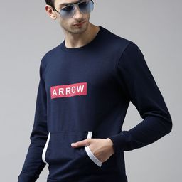 Arrow Men Navy Blue & Red Printed Sweatshirt-image-53