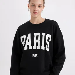DeFacto Women Typography Printed Pullover-picture-7