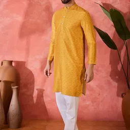 Sangria Ethnic Motifs Printed Mandarin Collar Straight Kurta-image-60