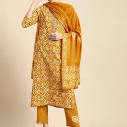 JULEE Paisley Printed Round Neck Gotta Patti Kurta With Trousers And Dupatta-49