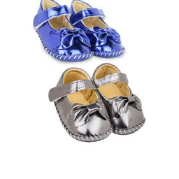 Neska Moda 6 To 12 Months Baby Girls Set of 2 Pair Synthetic Leather Floral Baby Sandal Booties (Toe to Heel Length - 12 cm, Black, Navy)-image-53