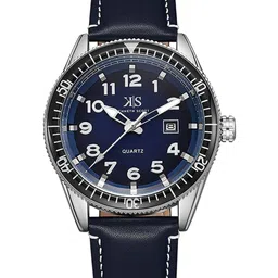 KENNETH SCOTT Men Embellished Dial & Leather Straps Analogue Watch K23028-SLNN-38