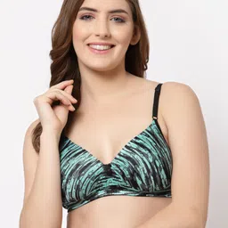 CUKOO Sea Green & Black Abstract Printed Everyday Bra - Lightly Padded-image-8