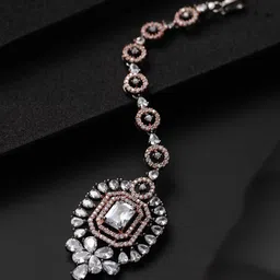 Jazz and Sizzle Silver-Plated AD Studded Maang Tikka-12
