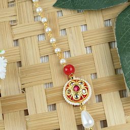 Asthetika Kids Girls Gold-Plated Kundan Studded & Beaded Maang Tikka-image-32