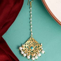 Silvermerc Designs Gold-Plated Pearls Beaded Maang-Tika-picture-10