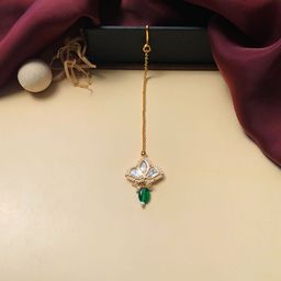 ABDESIGNS Gold-Plated Stone-Studded & Beaded Maang Tikka-7