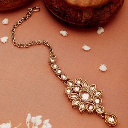 Jazz and Sizzle 22K Gold-Plated Kundan Studded Maang Tikka-46
