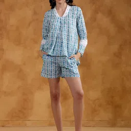Aura By Sanskrutihomes Printed Pure Cotton Top With Shorts-50