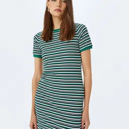 Koton Women Striped T-shirt Mini Dress-image-25