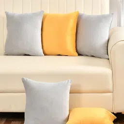 Shadowkart Set of 5 Fibre Filled Faux Velvet Ultra Soft Sleep Pillow-25
