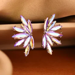 Priyaasi Silver Plated Crystals Studded Floral Shaped Studs Earrings-picture-45
