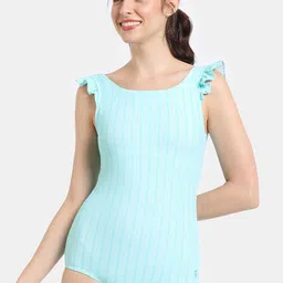 Zelocity by Zivame Women Striped Full Coverage Round Neck Bodysuit-image-31