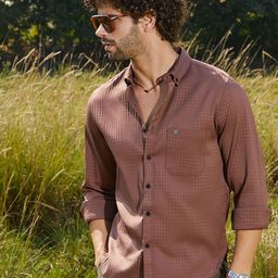 Campus Sutra Men Comfort Fit Button-Down Collar Textured Casual Shirt-image-91