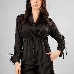 Sukshat Lapel Collar Satin Top With Shorts-picture-15