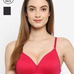 Floret Red & Black Pack Of 2 Non-Padded T-Shirt Bra-picture-19