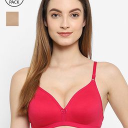 Floret Magenta & Nude Pack of 2 Non Wired Non Padded T-shirt Bra-23