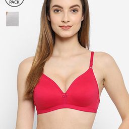 Floret Magenta & Grey Set Of 2 Non Wired Lightly Padded Bra-18