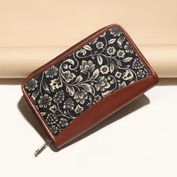 ZOUK Women Brown & Beige Printed Vegan Leather Zip Around Sustainable Wallet-18