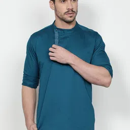 Kuons Avenue Men Teal Angrakha Kurta-picture-24