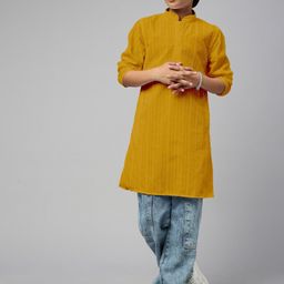 Sangria Boys Ethnic Motifs Embroidered Chikankari Cotton Straight Kurta-12