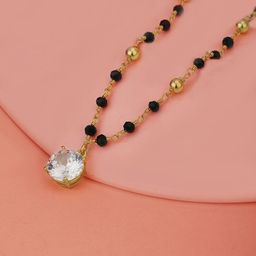 Carlton London Gold-Plated & Black Crystal Studded Mangalsuta-83