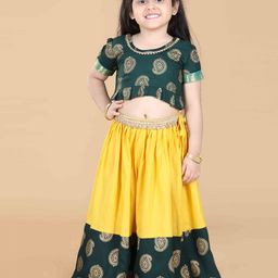 ADIVA Girls Green & Yellow Printed Ready to Wear Lehenga & Choli-image-84