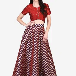 Be Indi Red & Gold-Toned Ready to Wear Lehenga With Blouse-picture-12