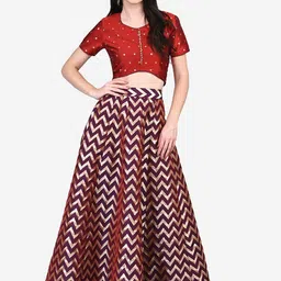 Be Indi Red & Gold-Toned Ready to Wear Lehenga &-picture-35