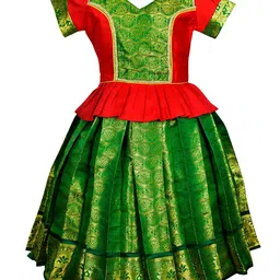 AMIRTHA FASHION Girls Woven Design Ready to Wear Art Silk Lehenga-23