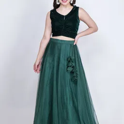 Frolic Rolic V-Neck Sleeveless Ready to Wear Lehenga & Blouse-image-87