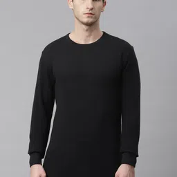 Marks & Spencer Men Black Solid Thermal T-shirt-image-30