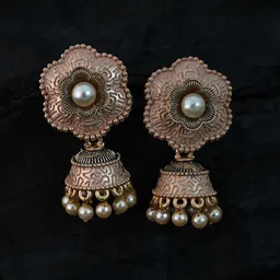 justpeachy Peach-Coloured Classic Jhumkas Earrings-picture-40
