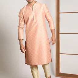 Manyavar Men Mandarin Collar Kurta with Pyjamas-image-100