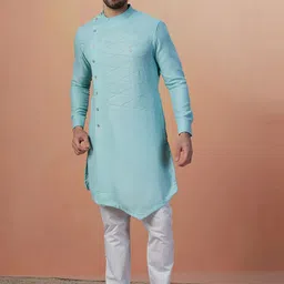 Manyavar Mandarin Collar Angrakha Kurta-image-10