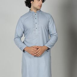 MAAHI FABS Floral Yoke Design Thread Work Cotton Brasso Kurta-7