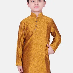 SG YUVRAJ Boys Yellow Thread Work Brocade Satin Kurta-image-63
