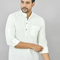 Navyas Fashion Men Striped Mandarin Collar Curved Cotton Short Kurta-picture-47