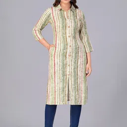JAIPURFAME Striped Shirt Collar Straight Cotton Kurta-picture-25