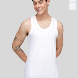 MACHO Sporto Pack Of 3 Ultrasoft Pure Cotton Vests ASI001BRN-WHT-3PC-picture-35