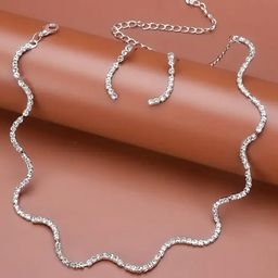Peora Silver -Plated Cubic Zirconia-Studded Jewellery Set-image-41