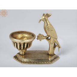 Exotic India Gold-Toned Woodpecker with Small Bowl Showpiece-image-31